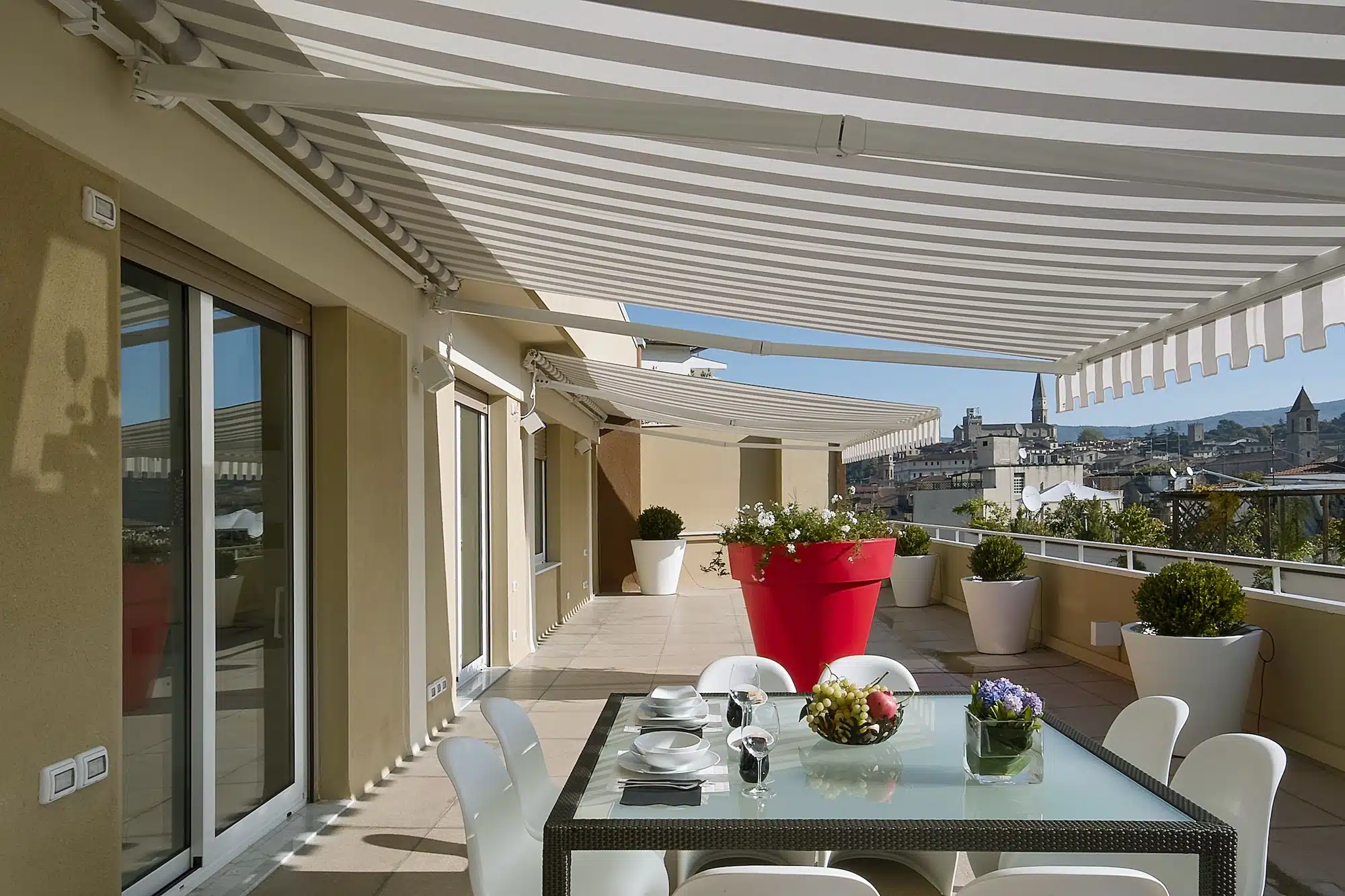 Exterior Shots of a Modern Terrace with Dining Table