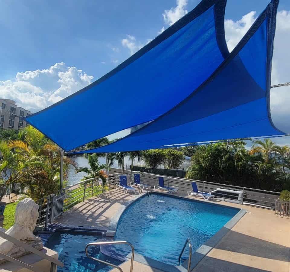 shade sail over pool deck in miami