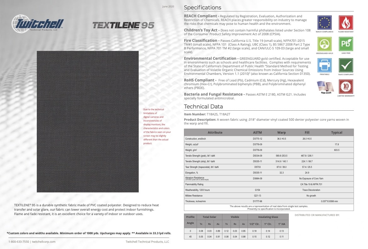 textilene 95 sample card